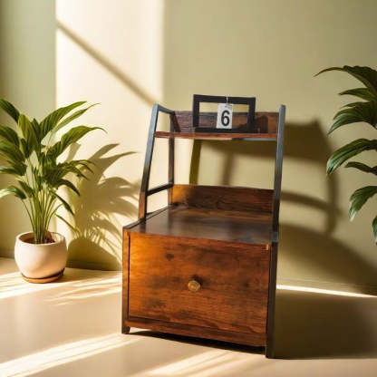 Retro Wood 2-Tier Drawer Storage