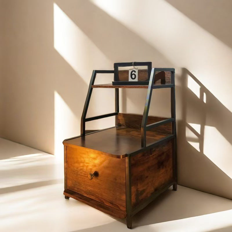 Retro Wood 2-Tier Drawer Storage