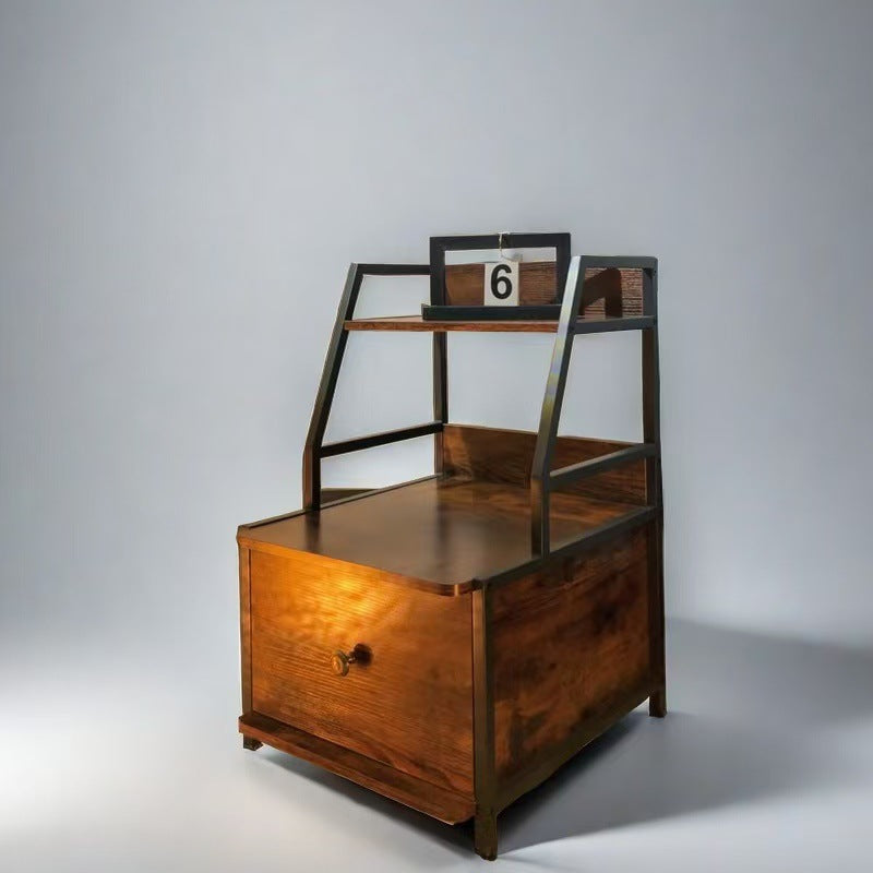 Retro Wood 2-Tier Drawer Storage