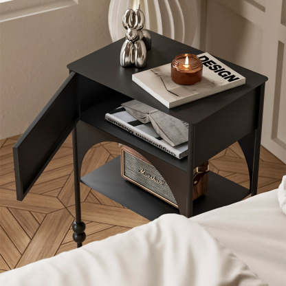 Retro Iron Arched Nightstand 2-Tier Cabinet