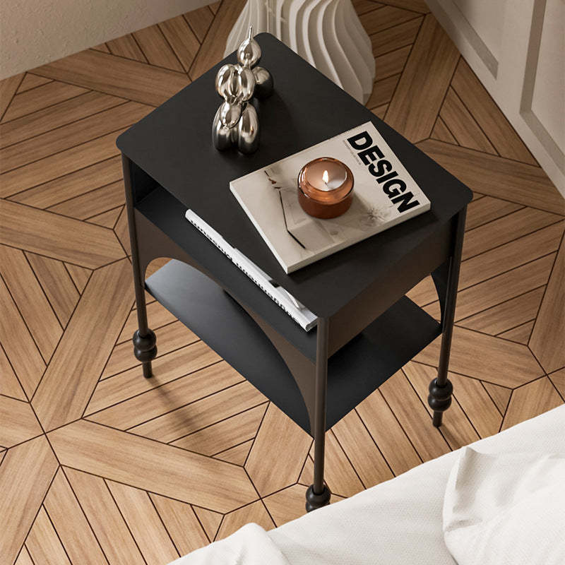 Retro Iron Arched Nightstand 2-Tier Cabinet
