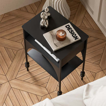Retro Iron Arched Nightstand 2-Tier Cabinet
