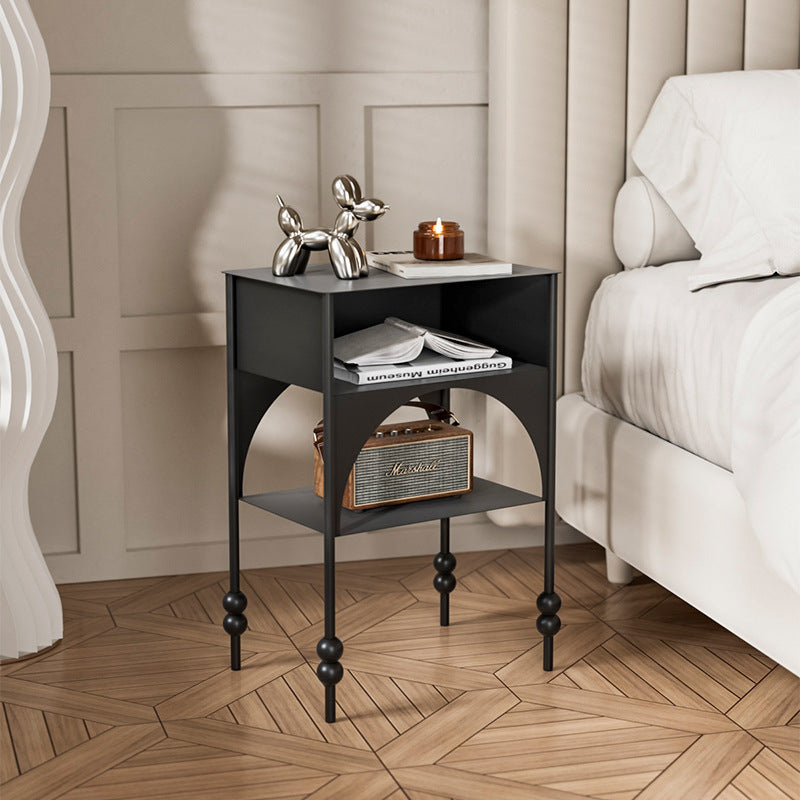 Retro Iron Arched Nightstand 2-Tier Cabinet