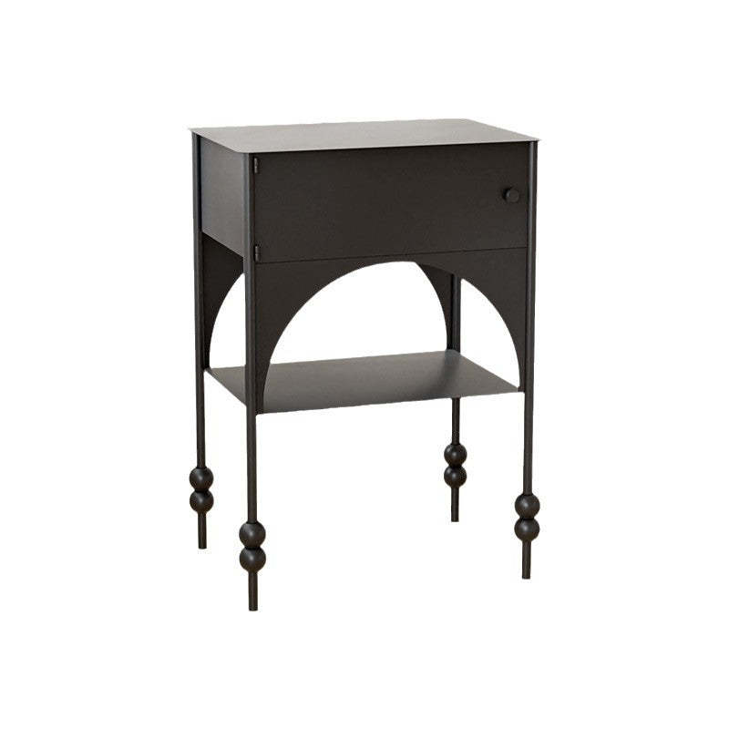 Retro Iron Arched Nightstand 2-Tier Cabinet