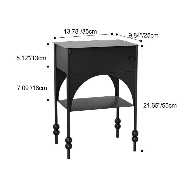 Retro Iron Arched Nightstand 2-Tier Cabinet