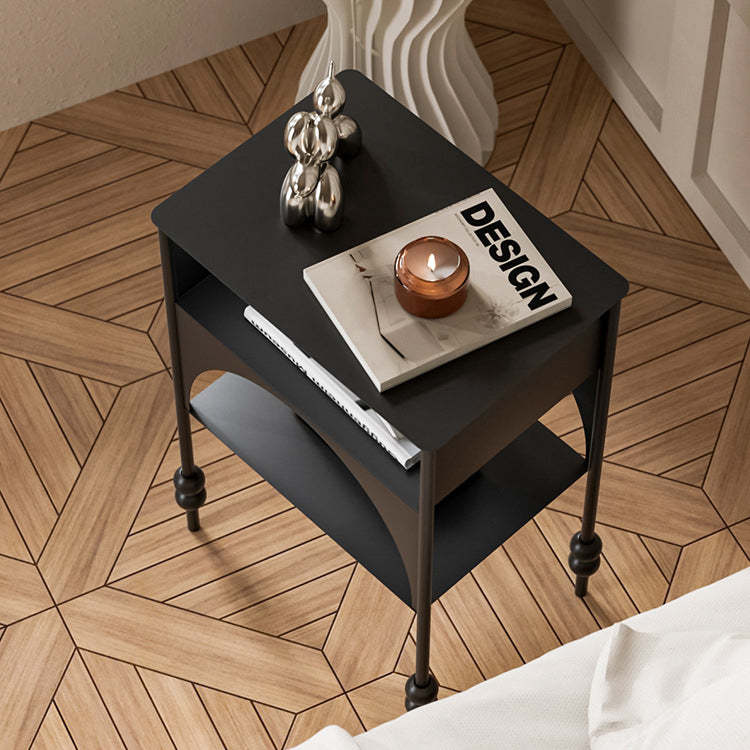 Retro Iron Arched Nightstand 2-Tier Cabinet