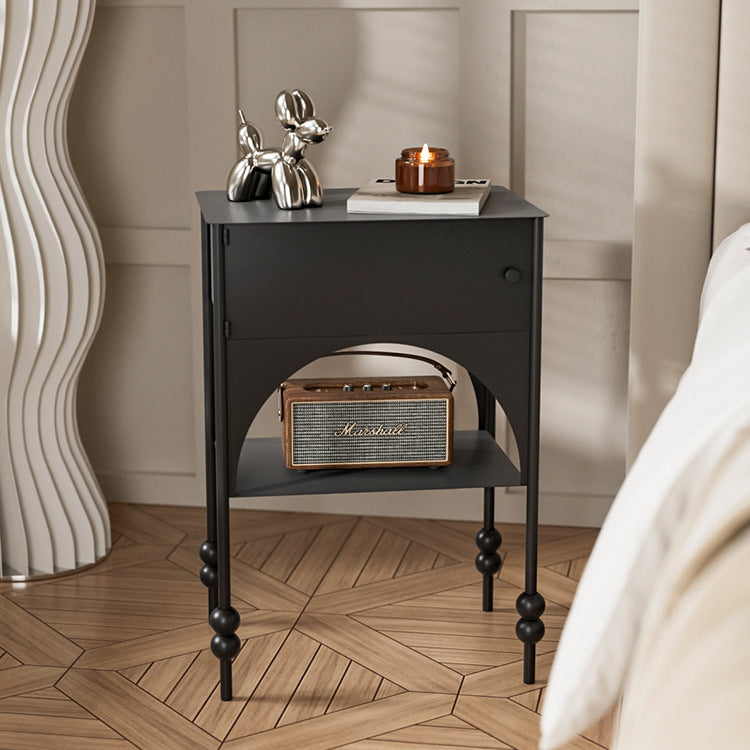 Retro Iron Arched Nightstand 2-Tier Cabinet