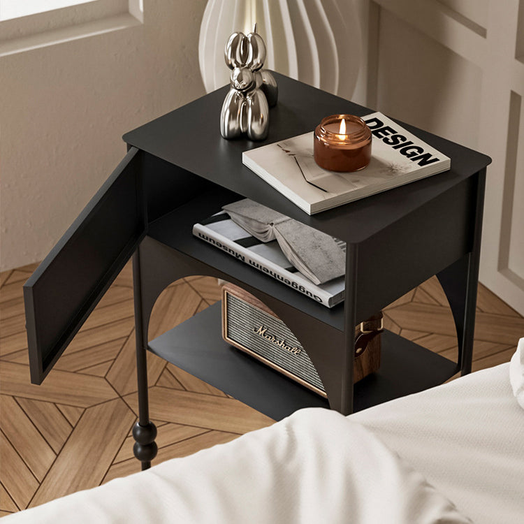 Lighom retro 2-tier black nightstands
