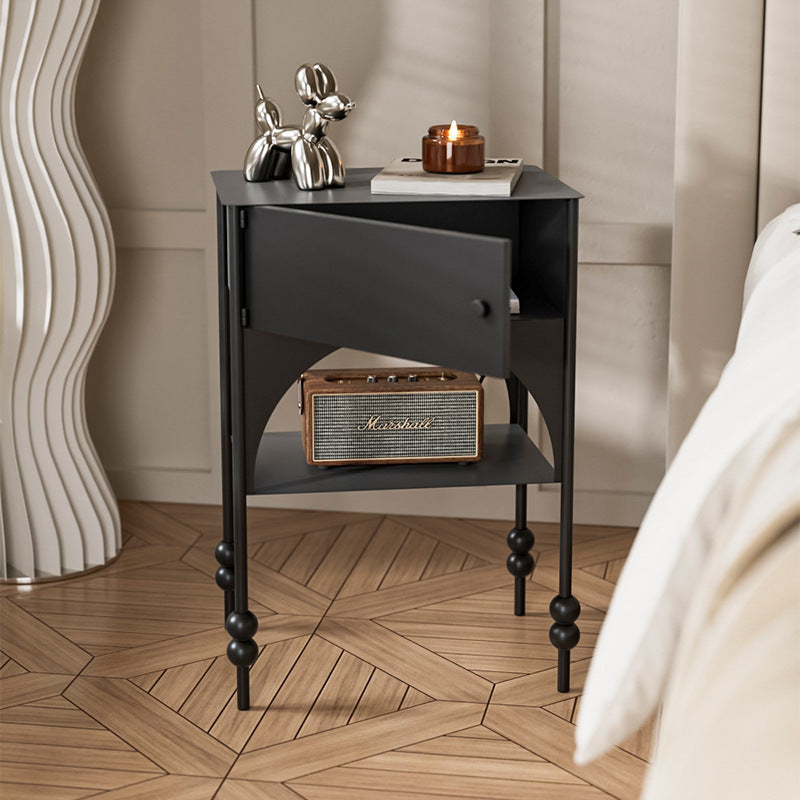 Retro Iron Arched Nightstand 2-Tier Cabinet