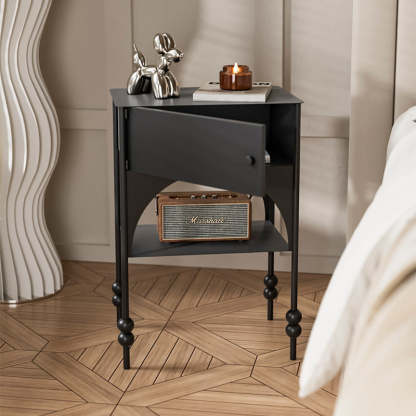 Retro Iron Arched Nightstand 2-Tier Cabinet