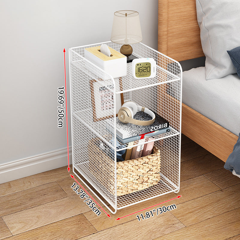 Minimalist Iron Narrow Nightstand 3-Tier — White