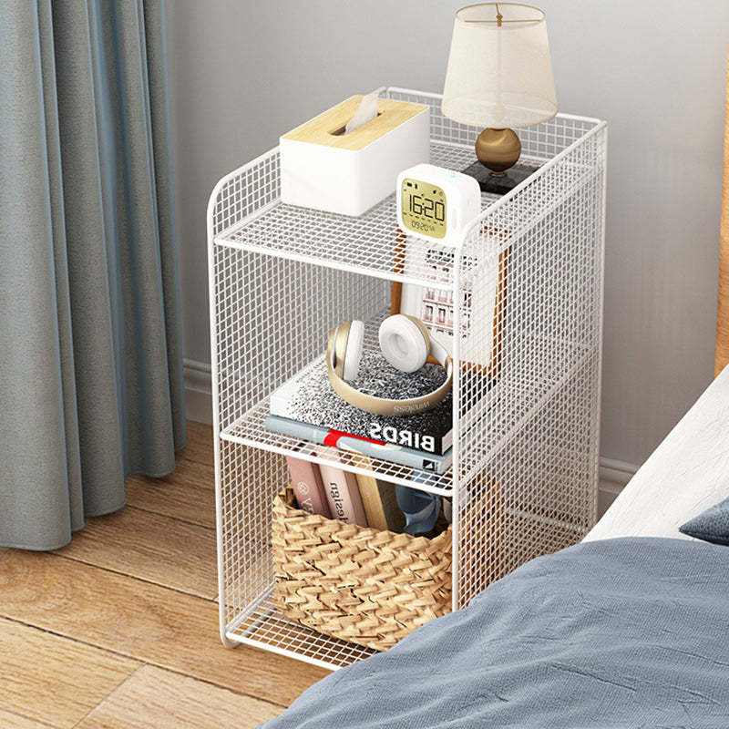 Minimalist Iron Narrow Nightstand 3-Tier — White