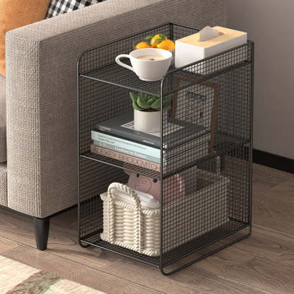 Minimalist Iron Narrow Nightstand 3-Tier — Gold