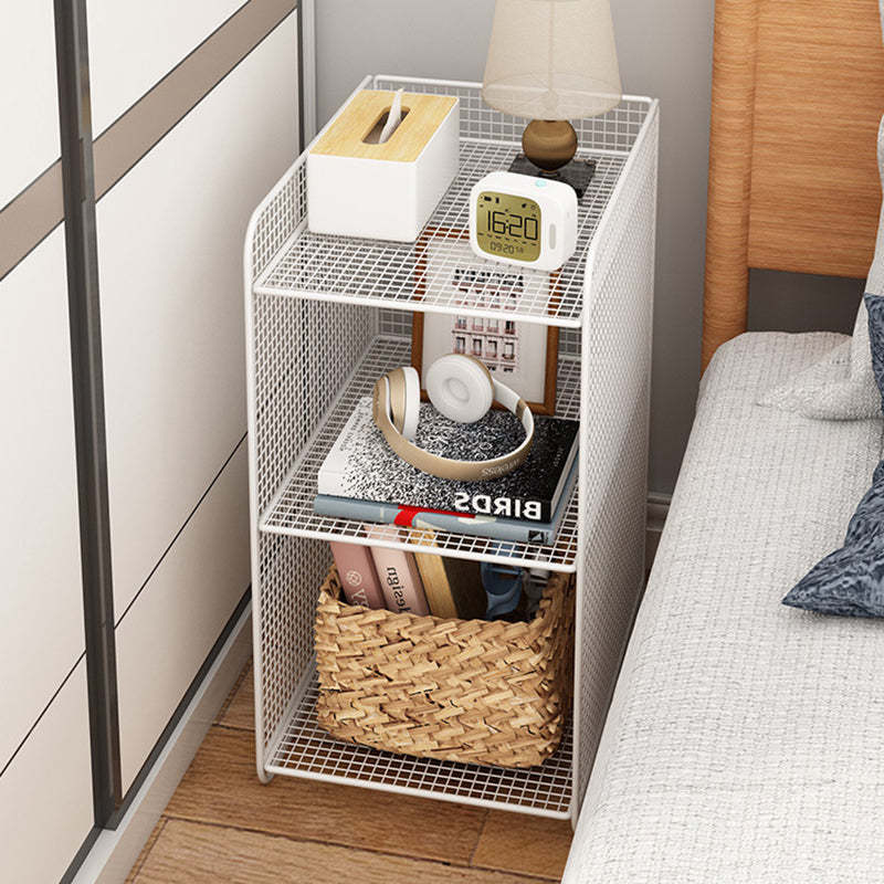 Minimalist Iron Narrow Nightstand 3-Tier — White