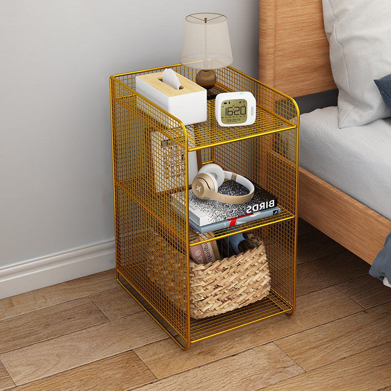Minimalist Iron Narrow Nightstand 3-Tier — Gold