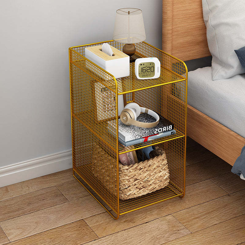 Minimalist Iron Narrow Nightstand 3-Tier — Gold