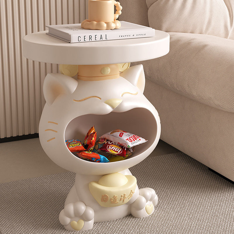 Resin Lucky Cat Round Side Table