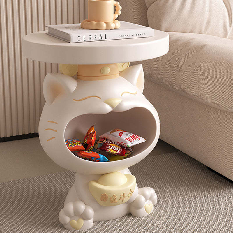 Resin Lucky Cat Round Side Table