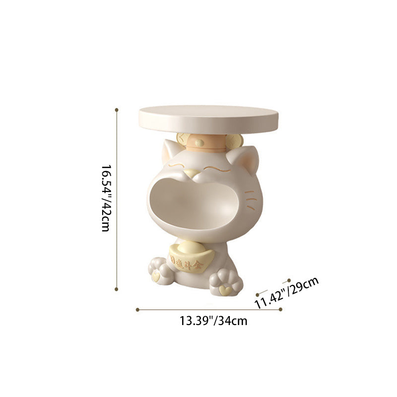 Resin Lucky Cat Round Side Table