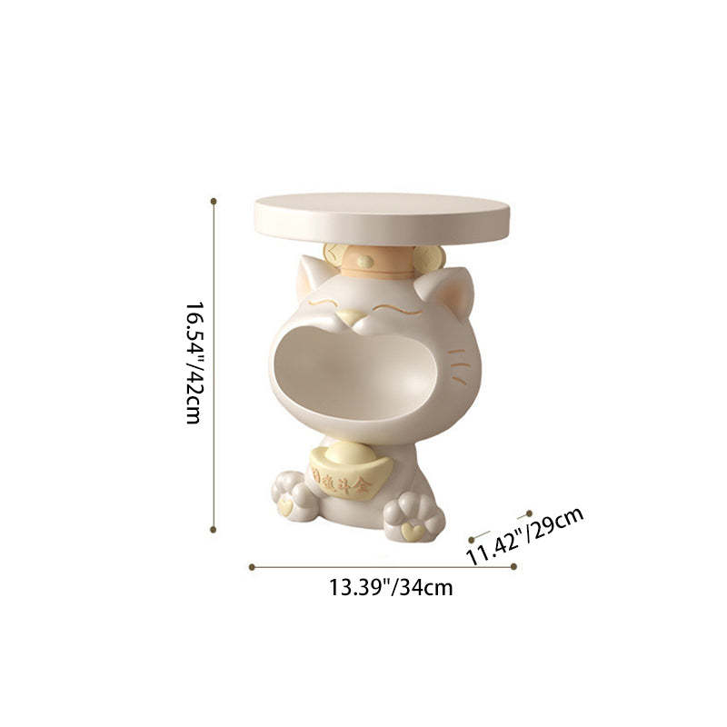 Resin Lucky Cat Round Side Table