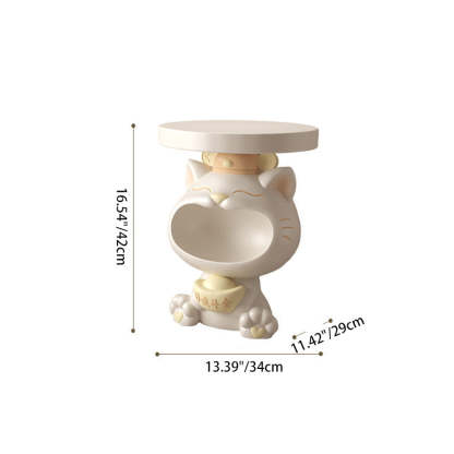 Resin Lucky Cat Round Side Table