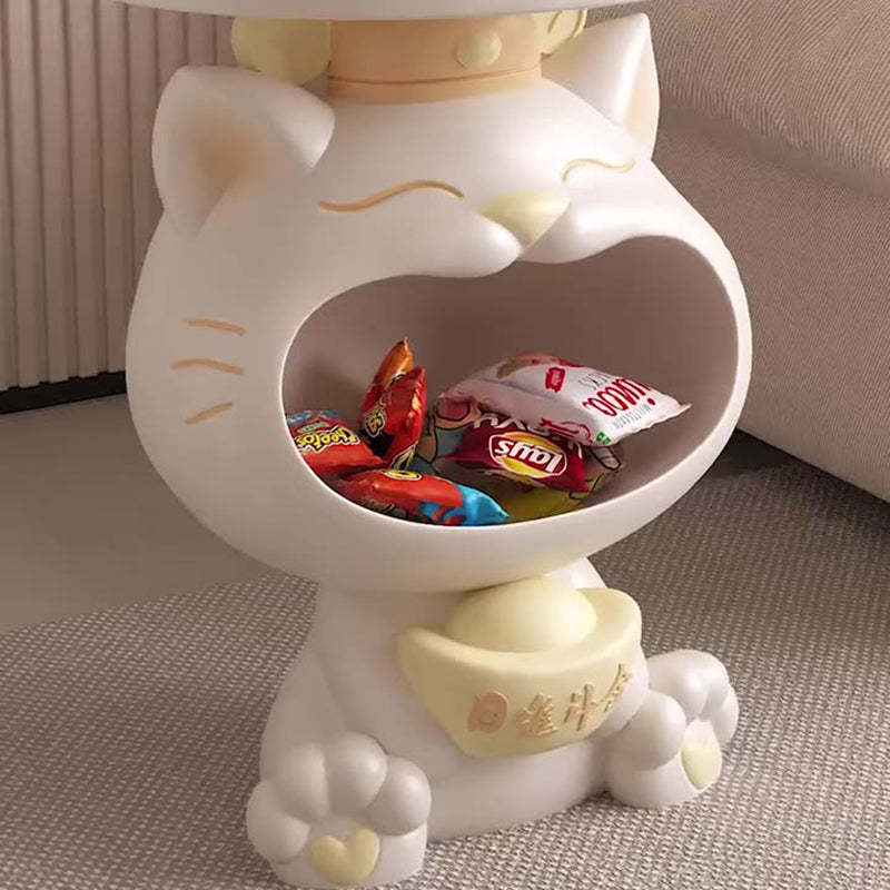 Resin Lucky Cat Round Side Table