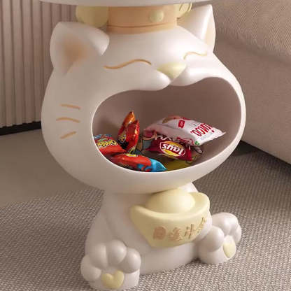 Resin Lucky Cat Round Side Table