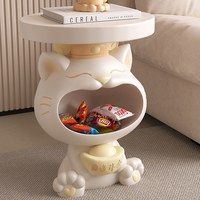 Resin Lucky Cat Round Side Table
