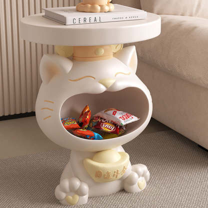 Resin Lucky Cat Round Side Table