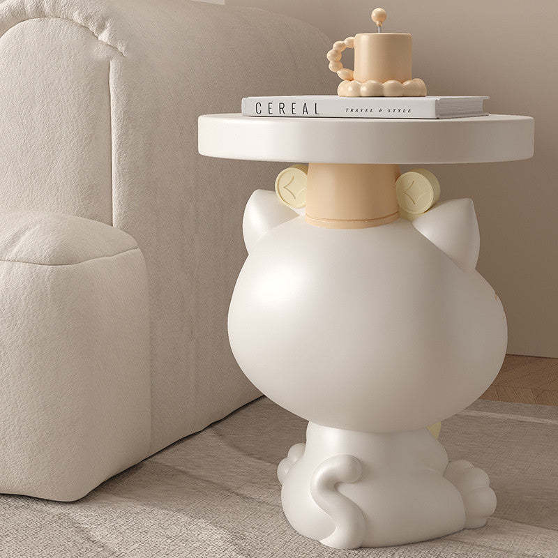 Resin Lucky Cat Round Side Table