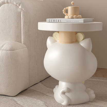Resin Lucky Cat Round Side Table