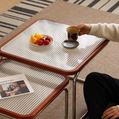 Retro Striped Glass Table
