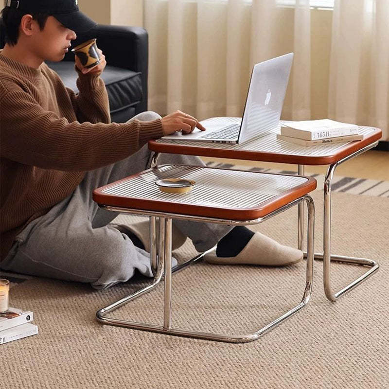Retro Striped Glass Table