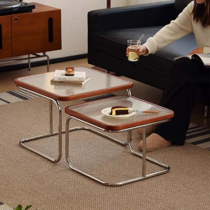Retro Striped Glass Table