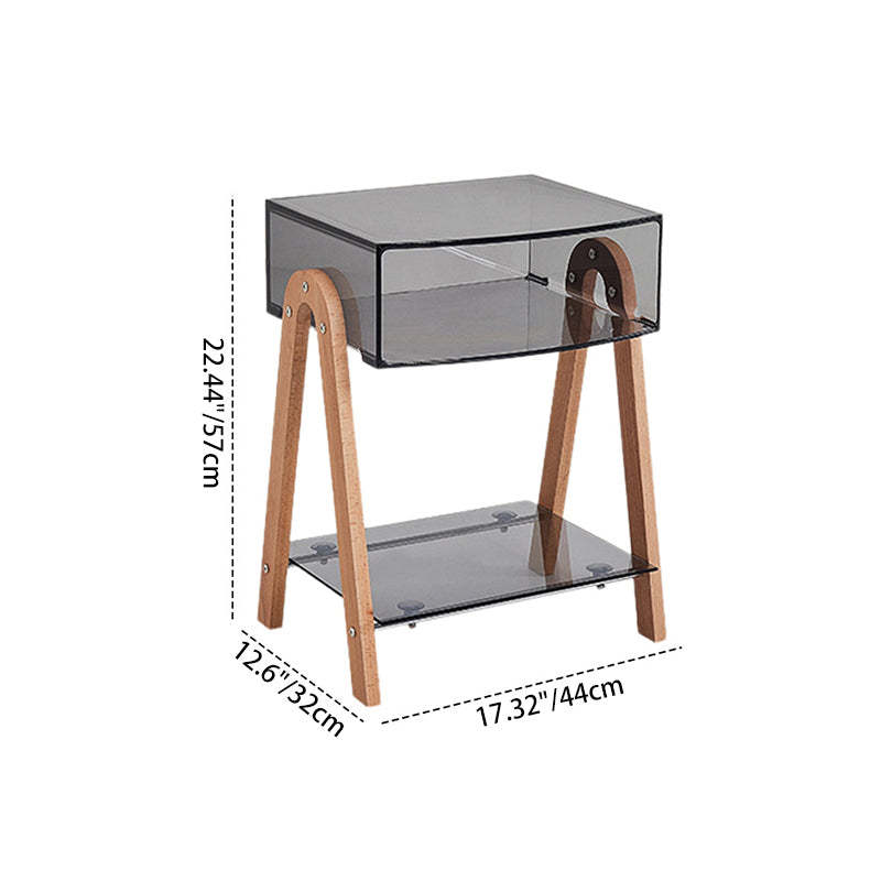 Nordic Beech Wood 2-Tier 1-Cabinet