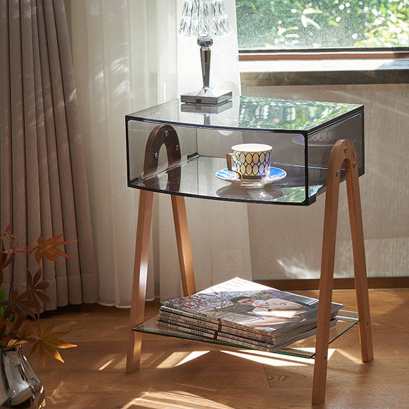 Nordic Beech Wood 2-Tier 1-Cabinet