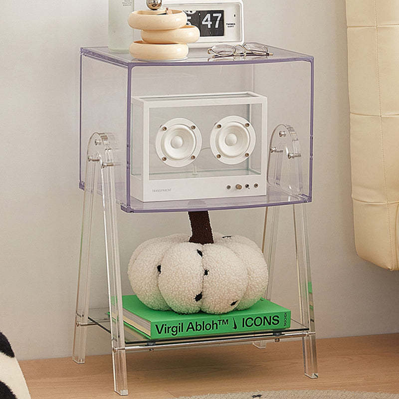 Nordic Beech Wood 2-Tier 1-Cabinet — Transparent - Acrylic Leg