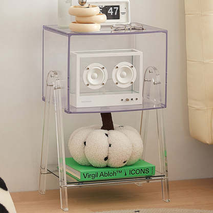 Nordic Beech Wood 2-Tier 1-Cabinet — Transparent - Acrylic Leg