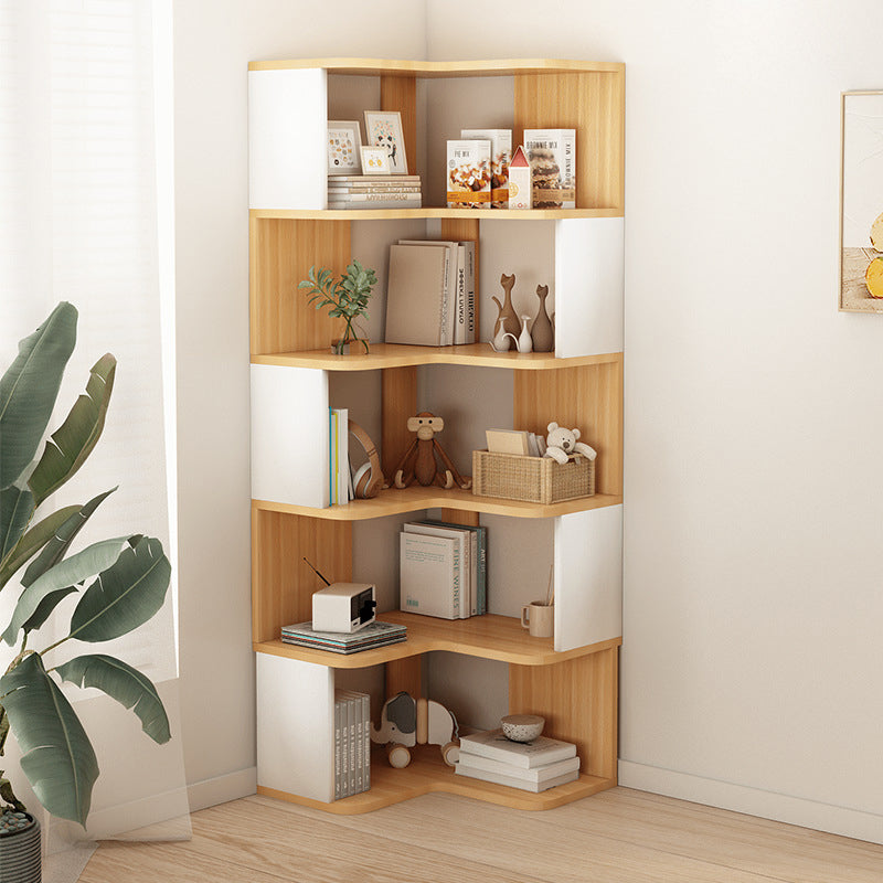 Nordic Wood L-Shaped Corner Bookshelf 4/5-Tier — 4 / White