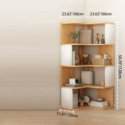 Nordic Wood L-Shaped Corner Bookshelf 4/5-Tier