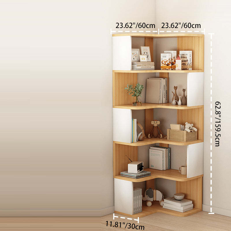 Nordic Wood L-Shaped Corner Bookshelf 4/5-Tier