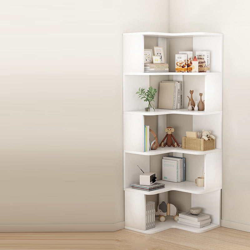 Nordic Wood L-Shaped Corner Bookshelf 4/5-Tier — 5 / White