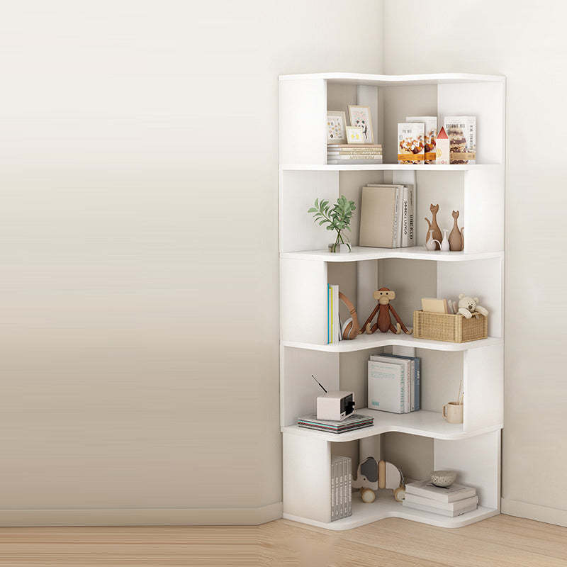 Nordic Wood L-Shaped Corner Bookshelf 4/5-Tier — 5 / White