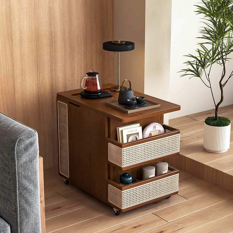 Retro Rattan Pine Oak 4-Shelf