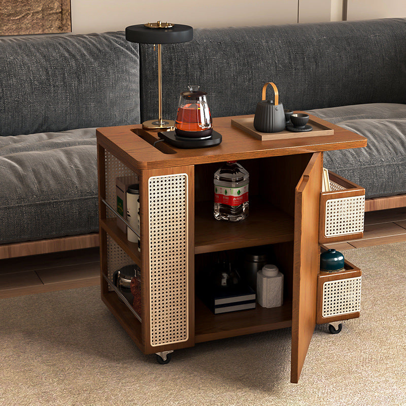Retro Rattan Pine Oak 4-Shelf