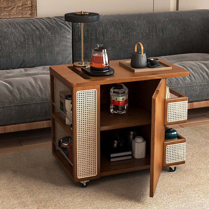 Retro Rattan Pine Oak 4-Shelf
