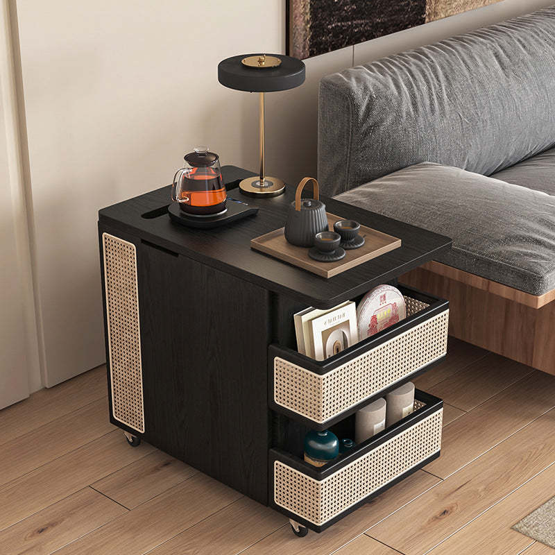 Retro Rattan Pine Oak 4-Shelf — Pine Wood / Wood Color