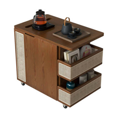 Retro Rattan Pine Oak 4-Shelf