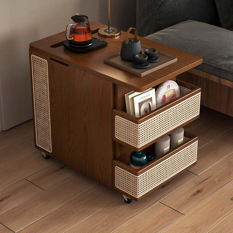 Retro Rattan Pine Oak 4-Shelf