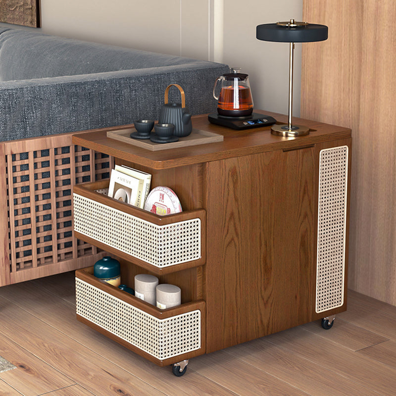 Retro Rattan Pine Oak 4-Shelf